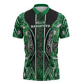 Aotearoa Ngati Maniapoto Zipper Polo Shirt Maori Tribal Green Paua Shell Pattern