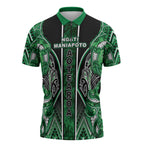Aotearoa Ngati Maniapoto Zipper Polo Shirt Maori Tribal Green Paua Shell Pattern