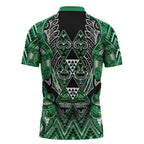 Aotearoa Ngati Maniapoto Zipper Polo Shirt Maori Tribal Green Paua Shell Pattern