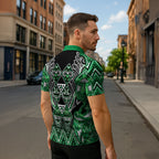 Aotearoa Ngati Maniapoto Zipper Polo Shirt Maori Tribal Green Paua Shell Pattern