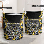 Aotearoa Ngati Raukawa Laundry Basket Maori Tribal Yellow And Navy Paua Shell Pattern
