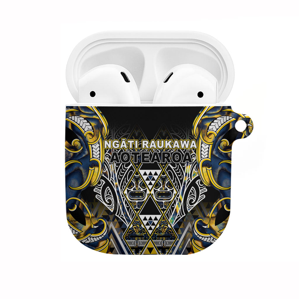 Aotearoa Ngati Raukawa AirPods Case Maori Tribal Yellow And Navy Paua Shell Pattern