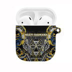 Aotearoa Ngati Raukawa AirPods Case Maori Tribal Yellow And Navy Paua Shell Pattern