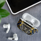 Aotearoa Ngati Raukawa AirPods Case Maori Tribal Yellow And Navy Paua Shell Pattern