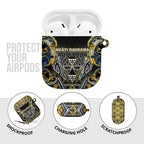 Aotearoa Ngati Raukawa AirPods Case Maori Tribal Yellow And Navy Paua Shell Pattern