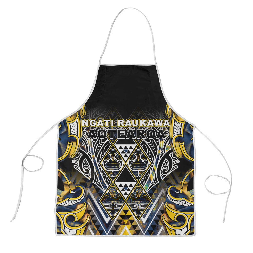 Aotearoa Ngati Raukawa Apron Maori Tribal Yellow And Navy Paua Shell Pattern
