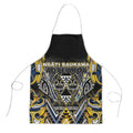 Aotearoa Ngati Raukawa Apron Maori Tribal Yellow And Navy Paua Shell Pattern