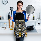Aotearoa Ngati Raukawa Apron Maori Tribal Yellow And Navy Paua Shell Pattern