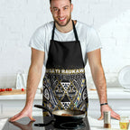 Aotearoa Ngati Raukawa Apron Maori Tribal Yellow And Navy Paua Shell Pattern