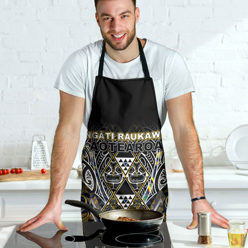 Aotearoa Ngati Raukawa Apron Maori Tribal Yellow And Navy Paua Shell Pattern