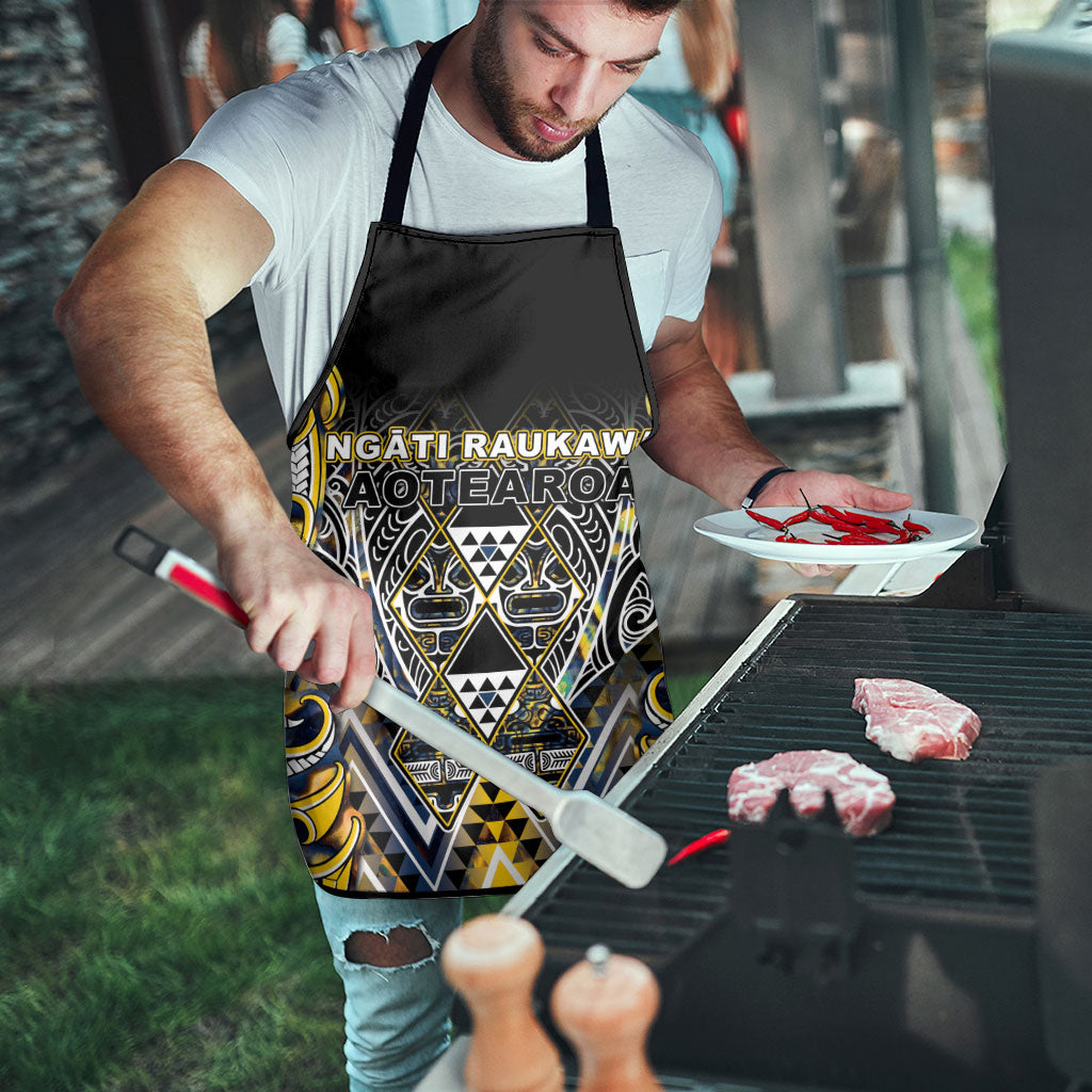 Aotearoa Ngati Raukawa Apron Maori Tribal Yellow And Navy Paua Shell Pattern