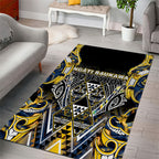 Aotearoa Ngati Raukawa Area Rug Maori Tribal Yellow And Navy Paua Shell Pattern