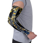 Aotearoa Ngati Raukawa Arm Sleeves Maori Tribal Yellow And Navy Paua Shell Pattern