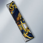 Aotearoa Ngati Raukawa Auto Sun Shade Maori Tribal Yellow And Navy Paua Shell Pattern