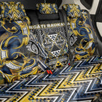 Aotearoa Ngati Raukawa Back Car Seat Cover Maori Tribal Yellow And Navy Paua Shell Pattern