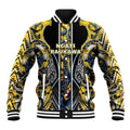 Aotearoa Ngati Raukawa Baseball Jacket Maori Tribal Yellow And Navy Paua Shell Pattern