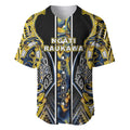 Aotearoa Ngati Raukawa Baseball Jersey Maori Tribal Yellow And Navy Paua Shell Pattern