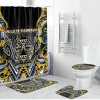 Aotearoa Ngati Raukawa Bathroom Set Maori Tribal Yellow And Navy Paua Shell Pattern