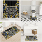 Aotearoa Ngati Raukawa Bathroom Set Maori Tribal Yellow And Navy Paua Shell Pattern