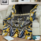 Aotearoa Ngati Raukawa Blanket Maori Tribal Yellow And Navy Paua Shell Pattern