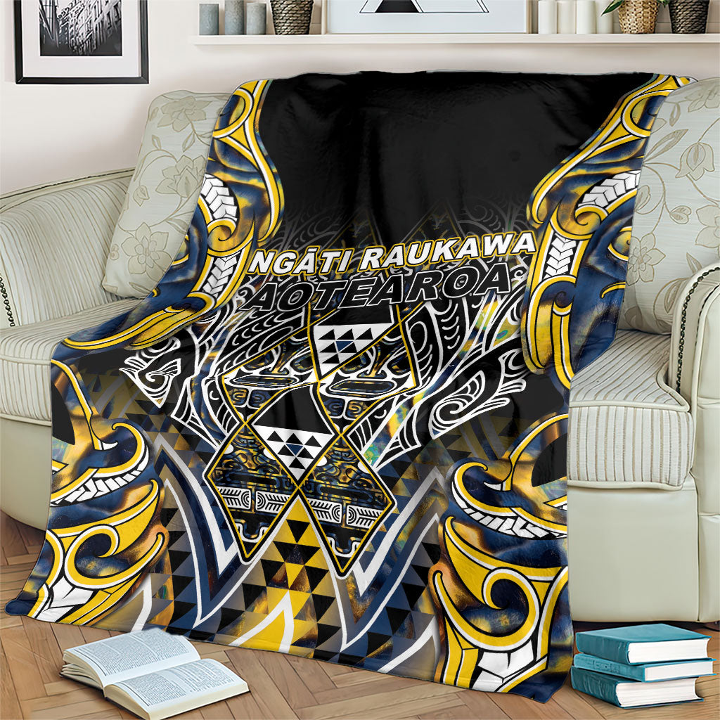Aotearoa Ngati Raukawa Blanket Maori Tribal Yellow And Navy Paua Shell Pattern