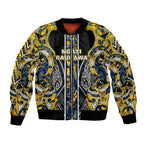 Aotearoa Ngati Raukawa Bomber Jacket Maori Tribal Yellow And Navy Paua Shell Pattern
