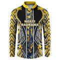 Aotearoa Ngati Raukawa Button Sweatshirt Maori Tribal Yellow And Navy Paua Shell Pattern