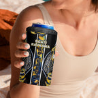 Aotearoa Ngati Raukawa 4 in 1 Can Cooler Tumbler Maori Tribal Yellow And Navy Paua Shell Pattern