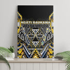 Aotearoa Ngati Raukawa Canvas Wall Art Maori Tribal Yellow And Navy Paua Shell Pattern