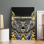 Aotearoa Ngati Raukawa Canvas Wall Art Maori Tribal Yellow And Navy Paua Shell Pattern