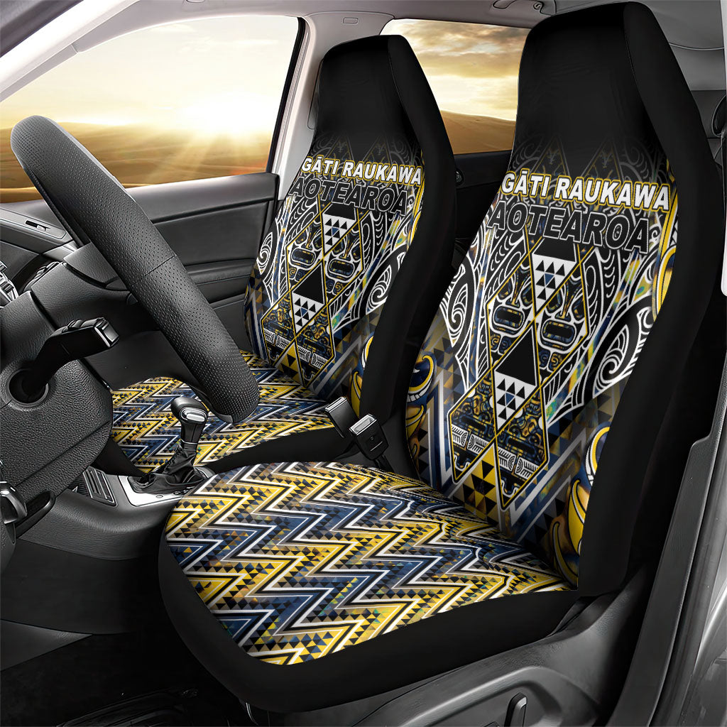 Aotearoa Ngati Raukawa Car Seat Cover Maori Tribal Yellow And Navy Paua Shell Pattern
