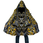 Aotearoa Ngati Raukawa Cloak Maori Tribal Yellow And Navy Paua Shell Pattern