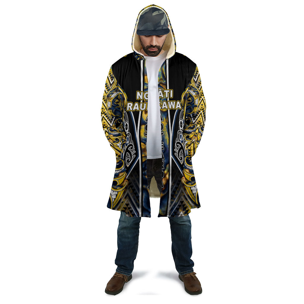 Aotearoa Ngati Raukawa Cloak Maori Tribal Yellow And Navy Paua Shell Pattern