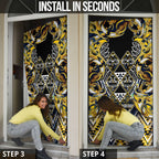 Aotearoa Ngati Raukawa Door Cover Maori Tribal Yellow And Navy Paua Shell Pattern