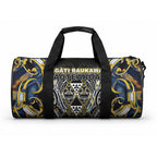 Aotearoa Ngati Raukawa Duffle Bag Maori Tribal Yellow And Navy Paua Shell Pattern