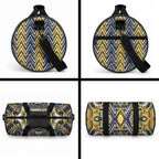 Aotearoa Ngati Raukawa Duffle Bag Maori Tribal Yellow And Navy Paua Shell Pattern