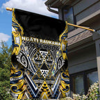 Aotearoa Ngati Raukawa Garden Flag Maori Tribal Yellow And Navy Paua Shell Pattern