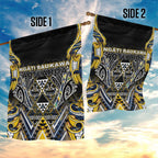 Aotearoa Ngati Raukawa Garden Flag Maori Tribal Yellow And Navy Paua Shell Pattern