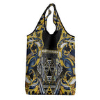 Aotearoa Ngati Raukawa Grocery Bag Maori Tribal Yellow And Navy Paua Shell Pattern