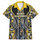 Aotearoa Ngati Raukawa Hawaiian Shirt Maori Tribal Yellow And Navy Paua Shell Pattern