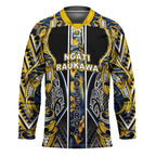 Aotearoa Ngati Raukawa Hockey Jersey Maori Tribal Yellow And Navy Paua Shell Pattern