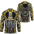 Aotearoa Ngati Raukawa Hockey Jersey Maori Tribal Yellow And Navy Paua Shell Pattern