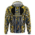 Aotearoa Ngati Raukawa Hoodie Maori Tribal Yellow And Navy Paua Shell Pattern