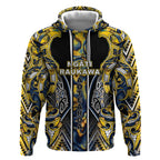 Aotearoa Ngati Raukawa Hoodie Maori Tribal Yellow And Navy Paua Shell Pattern
