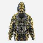 Aotearoa Ngati Raukawa Hoodie Maori Tribal Yellow And Navy Paua Shell Pattern
