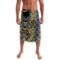 Aotearoa Ngati Raukawa Lavalava Maori Tribal Yellow And Navy Paua Shell Pattern