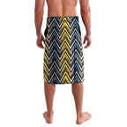 Aotearoa Ngati Raukawa Lavalava Maori Tribal Yellow And Navy Paua Shell Pattern