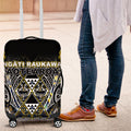 Aotearoa Ngati Raukawa Luggage Cover Maori Tribal Yellow And Navy Paua Shell Pattern
