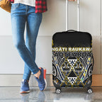 Aotearoa Ngati Raukawa Luggage Cover Maori Tribal Yellow And Navy Paua Shell Pattern