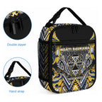 Aotearoa Ngati Raukawa Lunch Bag Maori Tribal Yellow And Navy Paua Shell Pattern
